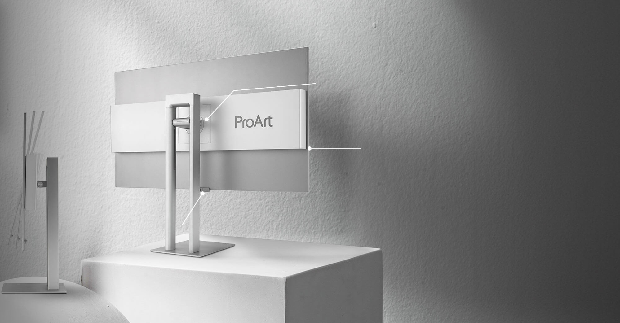 ProArt Display with premium aluminum body design and ergonomic joystick for easy navigation.