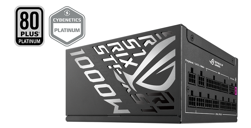 Courbe d'efficacité du ROG Strix 1000W Platinum avec le logo 80 plus platinum