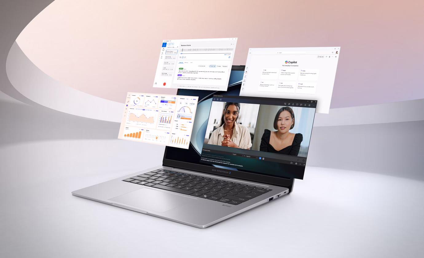 На экране ExpertBook P3 G2 видны окна разных офисных приложений.