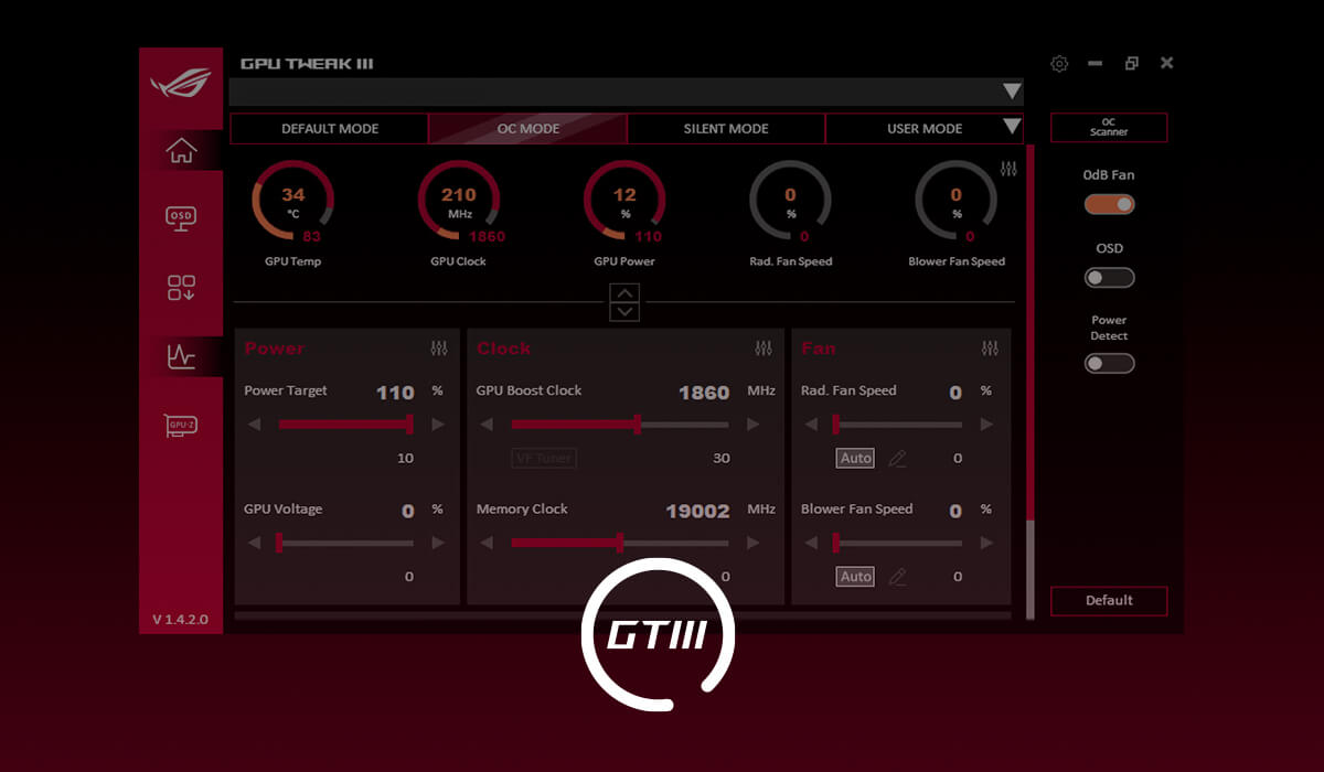 Interfaccia GPU Tweak III.